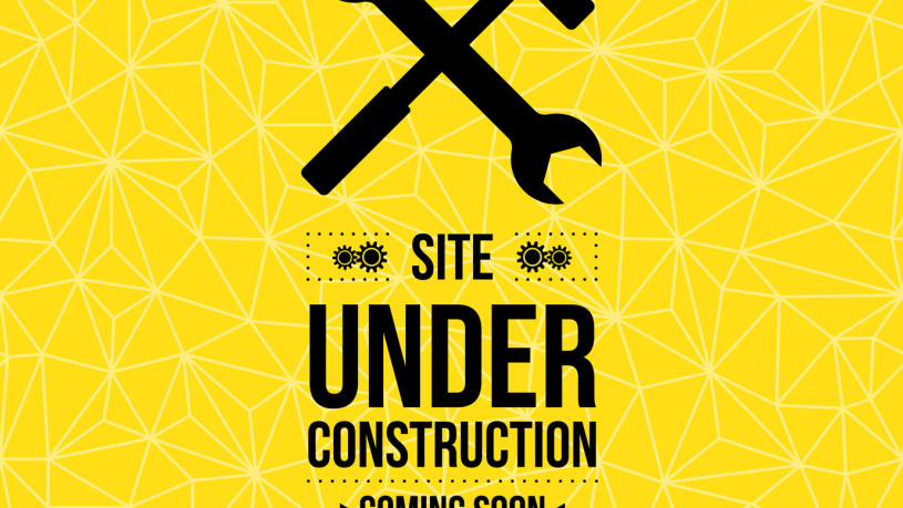 Under construction sign, vector illustration, yellow seamless pattern